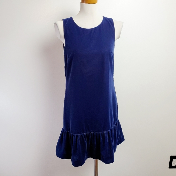 j crew blue velvet dress